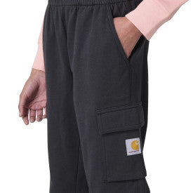 Youth Girls French Terry Cargo Jogger - Caviar Black