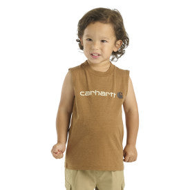 Youth Boys Sleeveless Graphic Logo T-Shirt - Carhartt Brown Heather