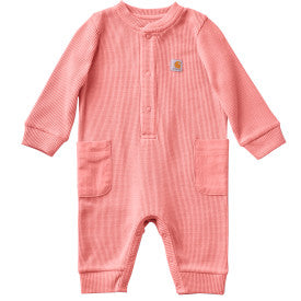 Infant Long Sleeve Thermal Snap Front Coverall - Rosette Heather