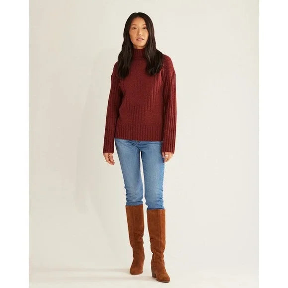 Women's Oversized Turtleneck Sweater- Berry