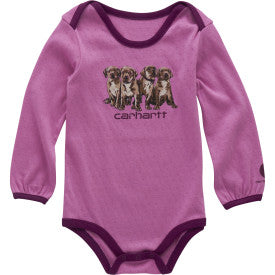 Infant Girls Long-Sleeve Puppy Bodysuit - Crocus