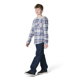 Youth Boys Long-Sleeve Flannel Button-Front Hooded Shirt - China Blue