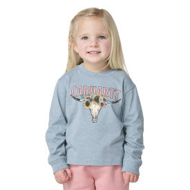 Youth Girls Long-Sleeve Steer T-Shirt - Hydro Heather