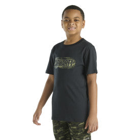 Youth Boys Short Sleeve Camo Logo T-Shirt - Caviar Black