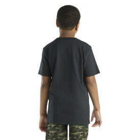 Youth Boys Short Sleeve Camo Logo T-Shirt - Caviar Black