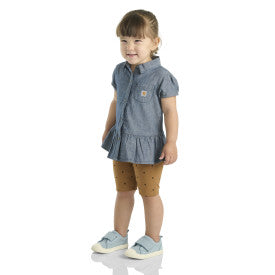 Infant/Toddler Girls Short Sleeve Chambray Shirt and Biker Short Set - Carhartt Brown