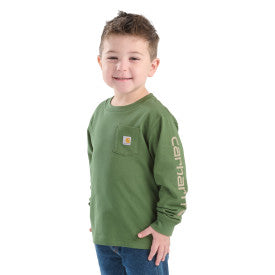 Youth Boys Long-Sleeve Pocket T-shirt - Bronze Green