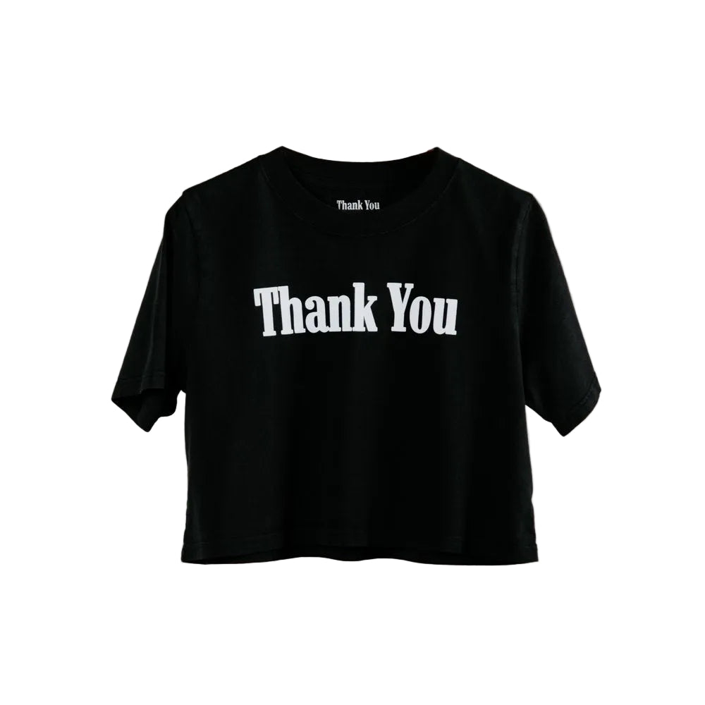Thank You Collective women's Shop crop t-shirt in vintage black