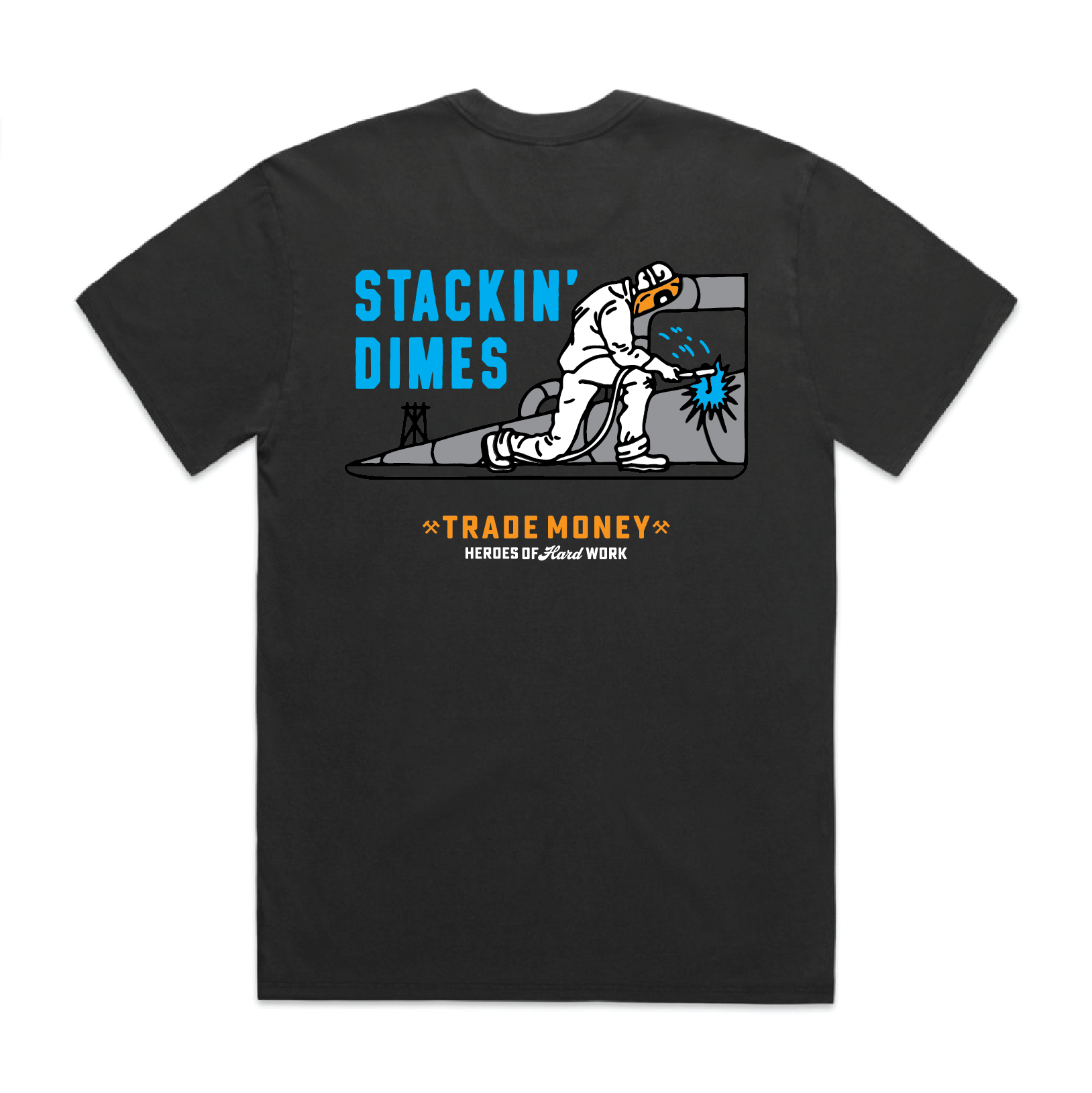 Stackin' Dimes HD Tee, Faded Black