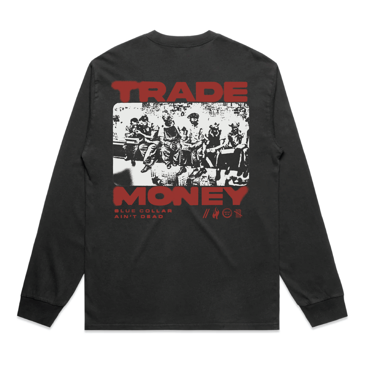 Lunch Money HD Long Sleeve Tee, Faded Black