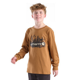 Youth Boys Long-Sleeve Outdoor Pocket T-Shirt - Carhartt Brown