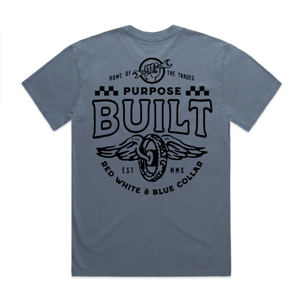 Live Fast HD Tee, Faded Indigo