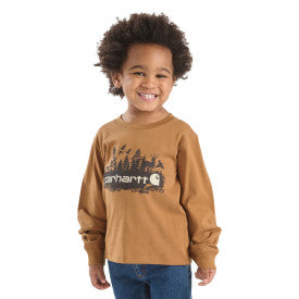 Youth Boys Long-Sleeve Outdoor Pocket T-Shirt - Carhartt Brown