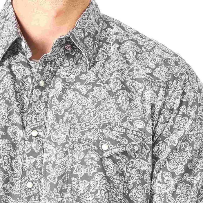 Retro Premium Long Sleeve Print Shirt - Charcoal Paisley - Purpose-Built / Home of the Trades