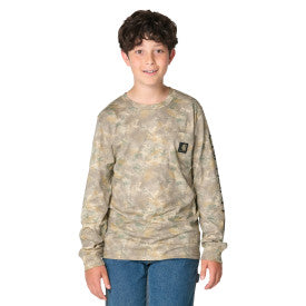 Youth Boys Long-Sleeve Faded Camo Pocket T-Shirt - Faded Camo