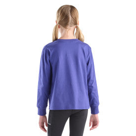 Youth Girls Long-Sleeve Core Logo T-Shirt - Navy Blue
