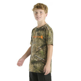 Youth Boys Short Sleeve Logo Camo T-Shirt - Mossy Oak Country DNA