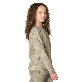 Youth Girls Long-Sleeve Faded Camo Pocket T-Shirt - Faded Camo