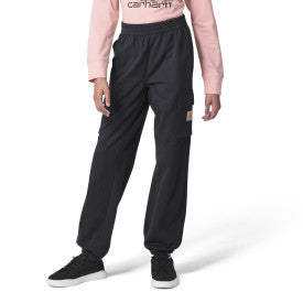 Youth Girls French Terry Cargo Jogger - Caviar Black