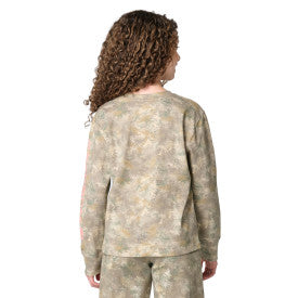 Youth Girls Long-Sleeve Faded Camo Pocket T-Shirt - Faded Camo