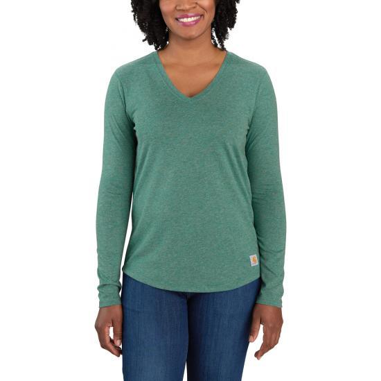Women'S Long Sleeve V-Neck T-Shirt - Slate Green - Purpose-Built / Home of the Trades