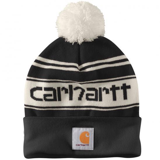 Logo Pom-Pom Beanie - Black