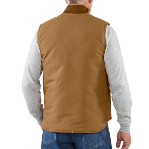 Men's Relaxed Fit Firm Duck Insulated Rib Collar Vest - Carhartt Brown - Purpose-Built / Home of the Trades