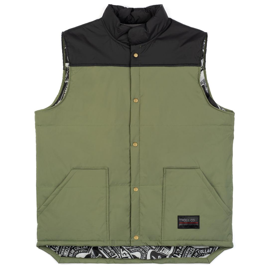 Redford Vest: Black + Military Green - Purpose-Built / Home of the Trades