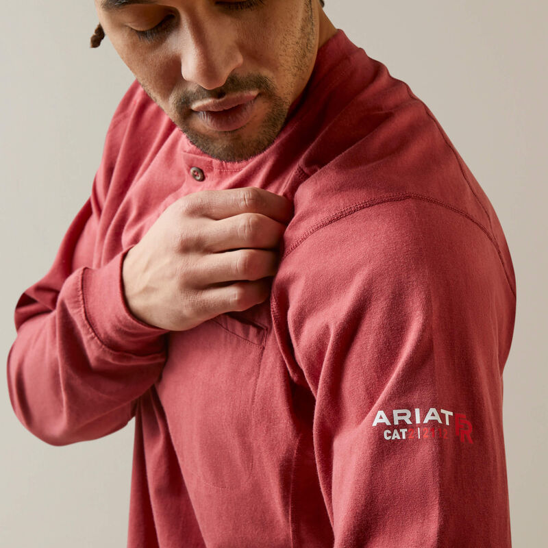 FR Air Henley, Long Sleeve - Brick Red