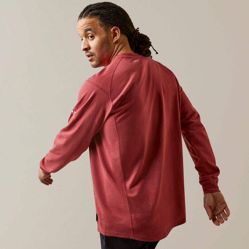 FR Air Henley, Long Sleeve - Brick Red