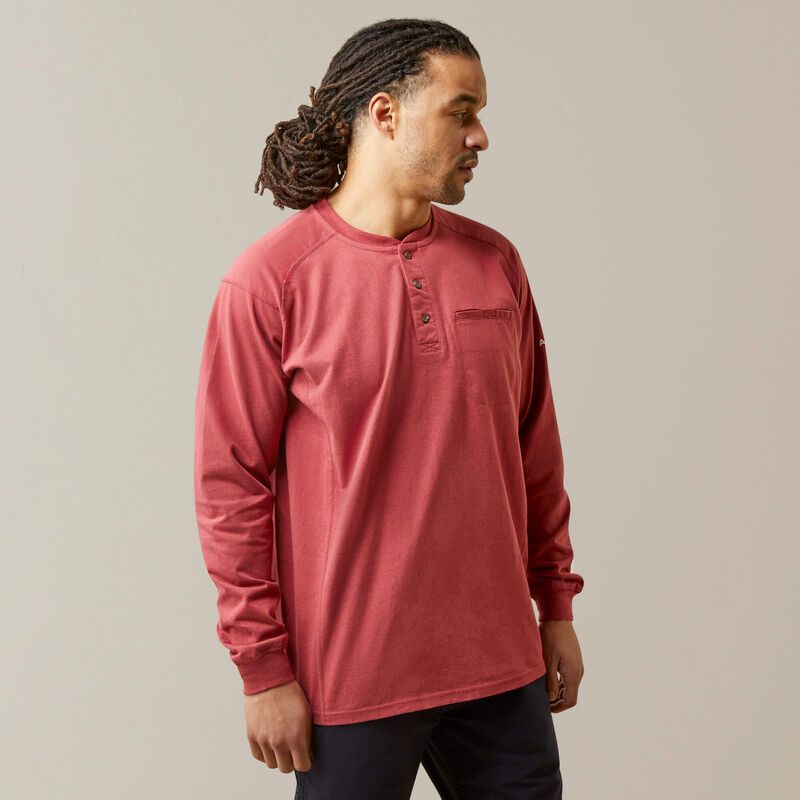 FR Air Henley, Long Sleeve - Brick Red