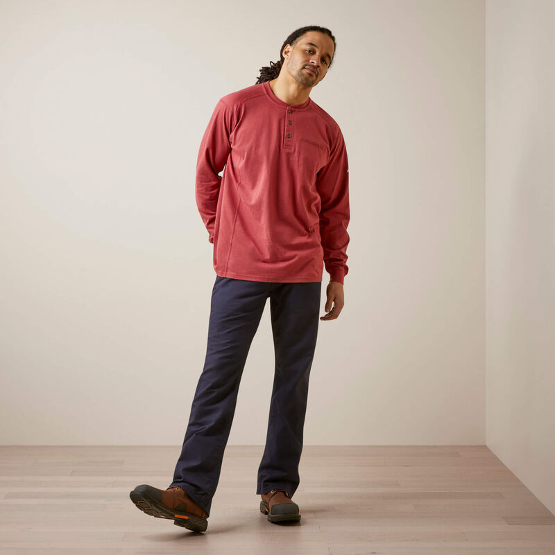 FR Air Henley, Long Sleeve - Brick Red