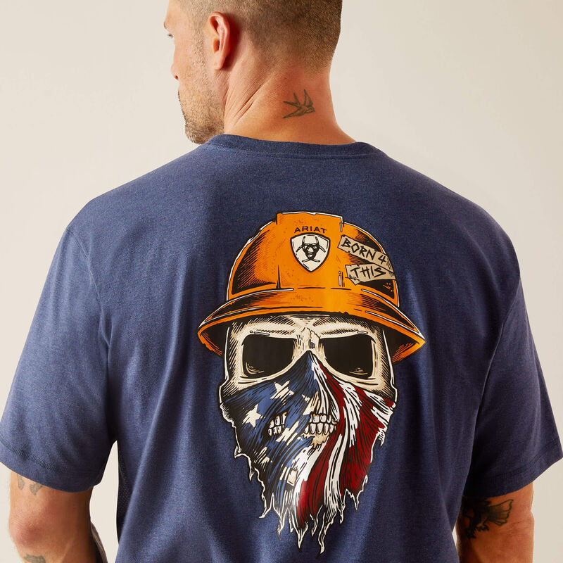 Rebar Workman Born For This T-Shirt - Navy Heather/USA