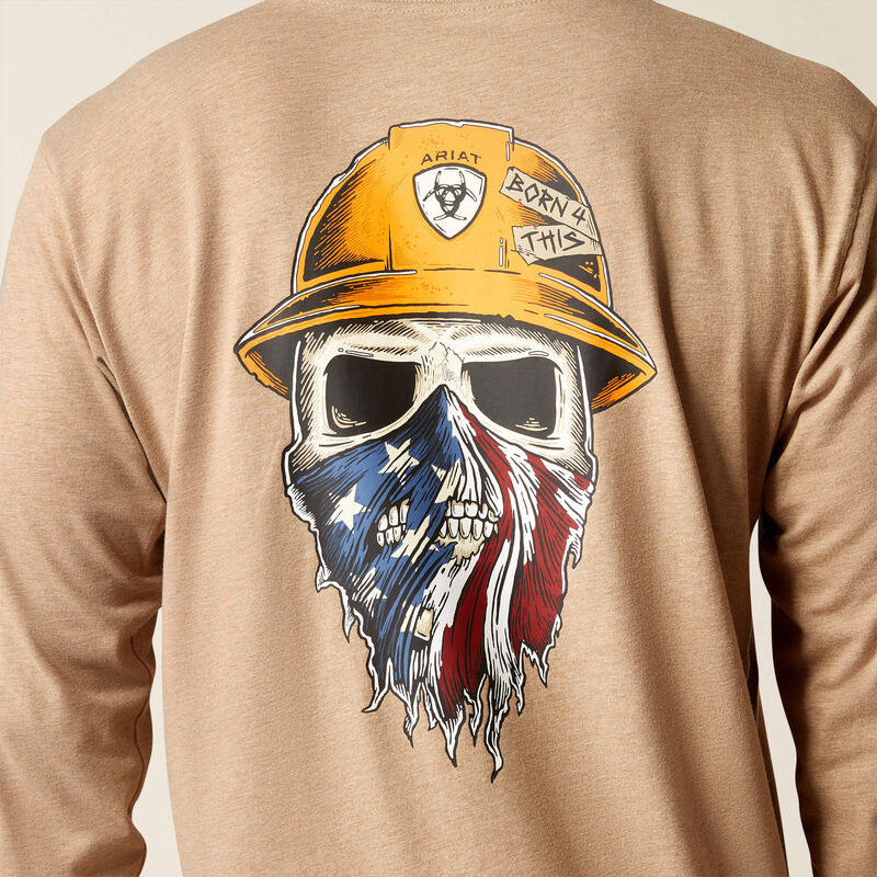 Rebar Workman Born For This  T-Shirt Long Sleeve - Oatmeal Heather