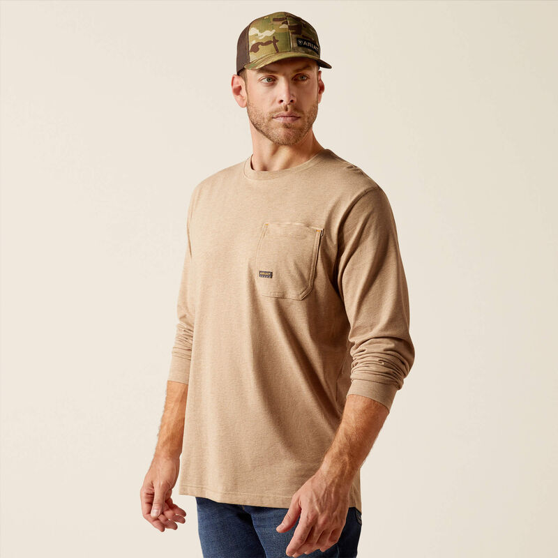 Rebar Workman Born For This  T-Shirt Long Sleeve - Oatmeal Heather