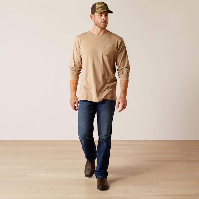 Rebar Workman Born For This  T-Shirt Long Sleeve - Oatmeal Heather