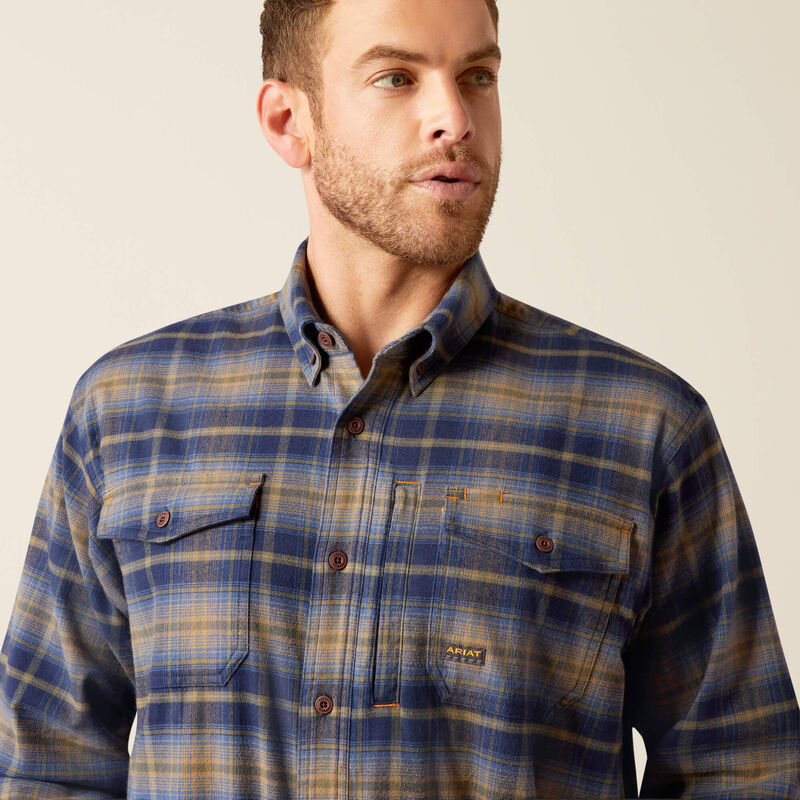 Rebar Flannel DuraStretch Work Shirt Long Sleeve - Navy/Khaki