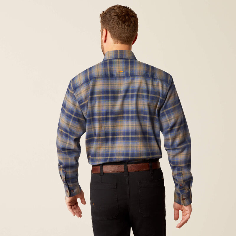 Rebar Flannel DuraStretch Work Shirt Long Sleeve - Navy/Khaki