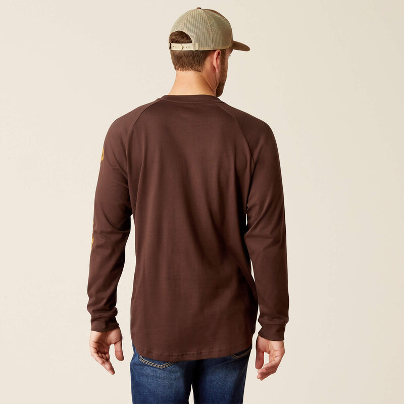 Rebar Cotton Strong Graphic T-Shirt Long Sleeve - Coffee Bean/Golden Brown