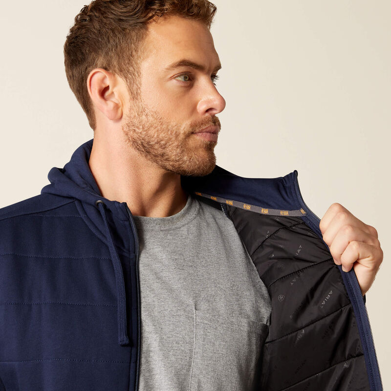 Rebar All-Weather Insulated Full Zip Hoodie - Navy