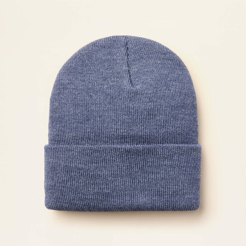 Rebar American Flag Patch Beanie - Denim Heather