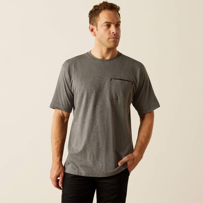 Workman Beams T-Shirt, SS, Medium Charcoal Heather Grey