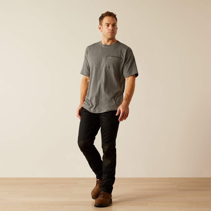 Workman Beams T-Shirt, SS, Medium Charcoal Heather Grey