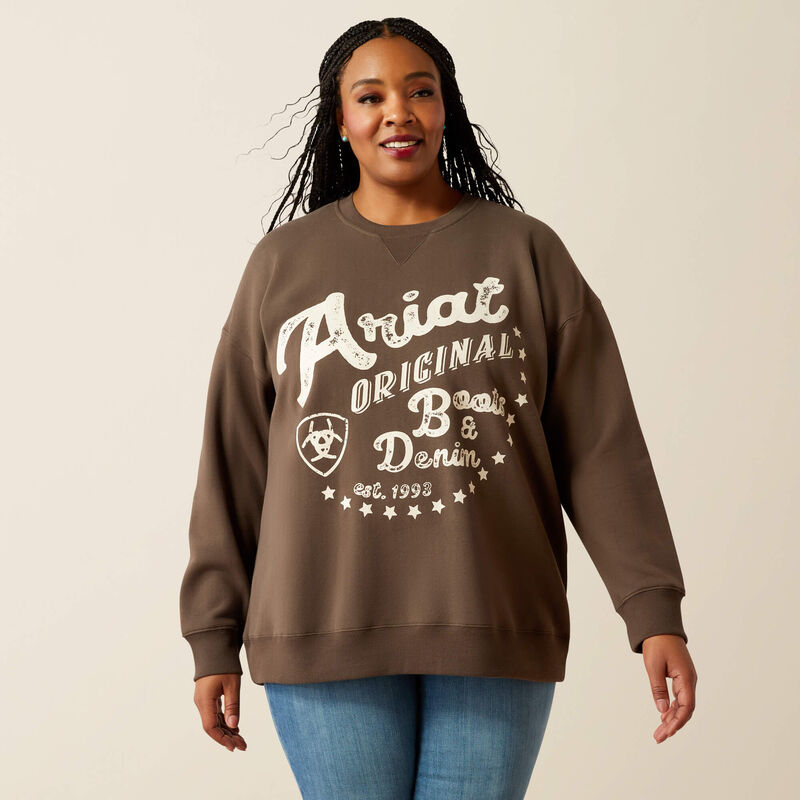 Women's Oversized Crew Sweatshirt - Banyan Bark