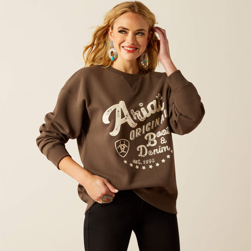 Women's Oversized Crew Sweatshirt - Banyan Bark