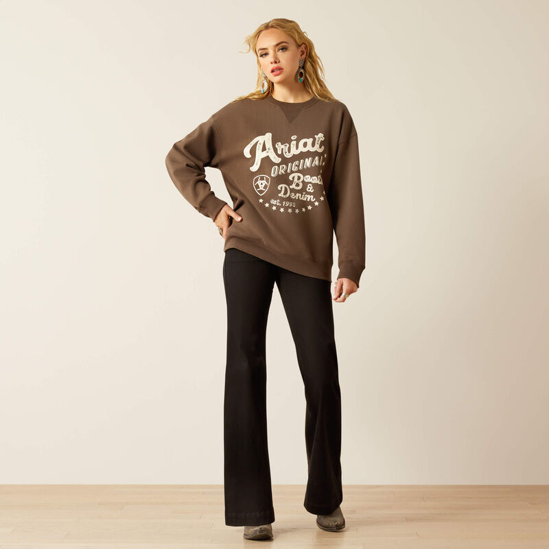 Women's Oversized Crew Sweatshirt - Banyan Bark