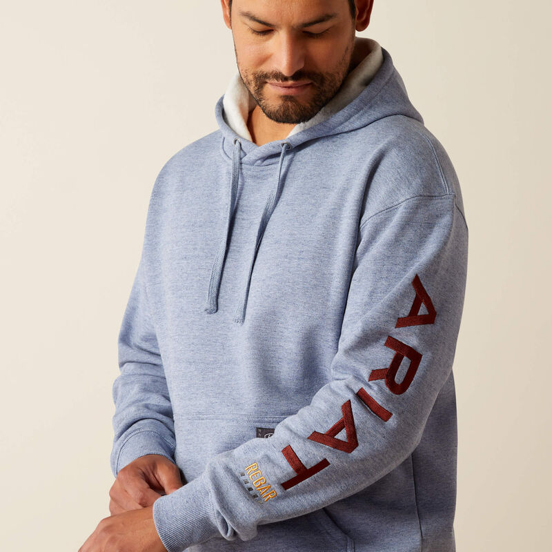 Rebar Graphic Hoodie - Colony Blue Heather/Firebrick Red