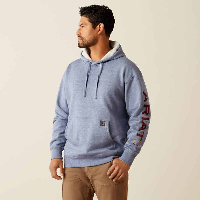 Rebar Graphic Hoodie - Colony Blue Heather/Firebrick Red