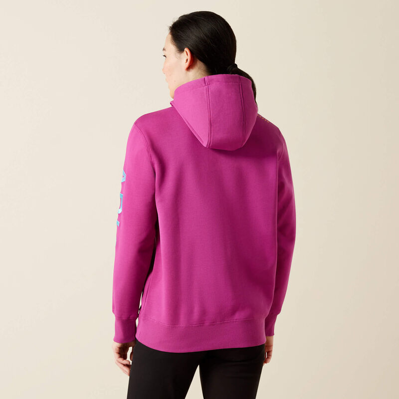 Women's Graphic Hoodie, Willowherb/Maui Blue