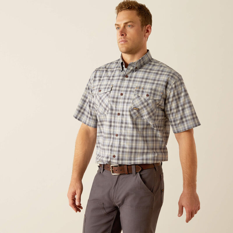 Made Tough Durastretch Work Shirt, Short Sleeve, Wild Dove